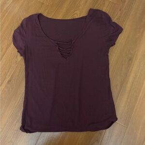 Women's Burgundy Lace-Up Top